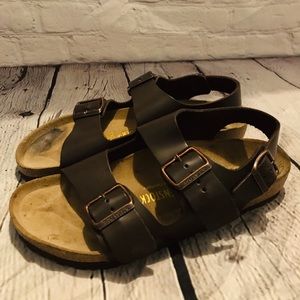 Birkenstock Milano Birko Flor Dark Brown Sandals Size 40